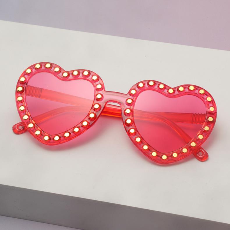 2026 Girls Heart Sunglasses Pearl Decor UV Blocking Shades For Birthday Festivals And Outdoor Play KJ185