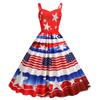Women's Sexy Spaghetti-Strap Retro Dress With American Flag Print For Summer