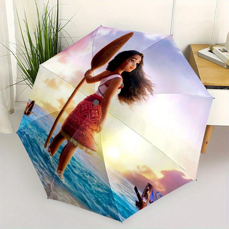 Moana's Adventure Durable Cartoon Folding Umbrella, Portable 3-Fold Compact Umbrella for Men and Women, Suitable for Travel or Daily Use.Y07