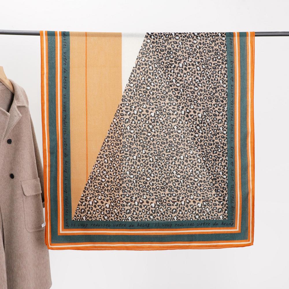 Autumn New Leopard Hit Colour Imitation Cotton Linen Silk Scarf Summer Travel Beach Sun Shawl Female Wild Warm Scarf