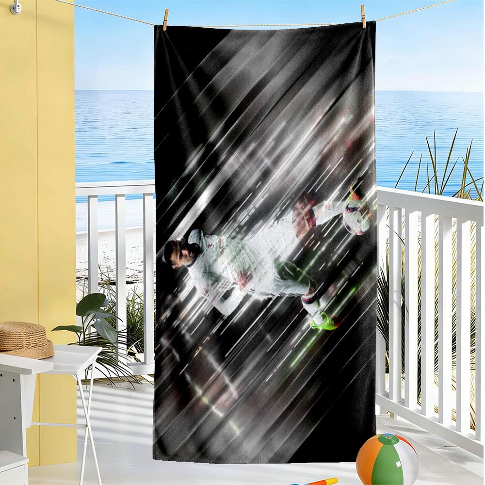 Soccer Player Action Beach Towel Super Soft Microfiber Quickdry Fabric Comfortable Lightweight