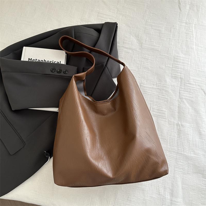 Большая вместимость однотонная популярная сумка-тоут осенняя повседневная сумка для поездок на работу на плечо модная персонализированная сумка