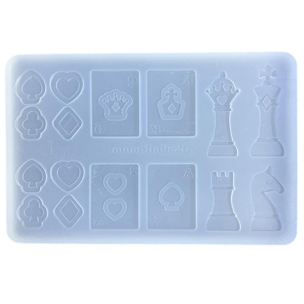 Chess and Cards Making Mould Kit Easy To Clean Silicone Casting Mold Handmade Accessories Mould for Craft Enthusiasts