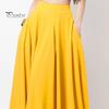 Женская макси-юбка с высокой талией, однотонная юбка трапециевидной формы с карманами, свободная плиссированная длинная юбка, повседневная одежда для отдыха