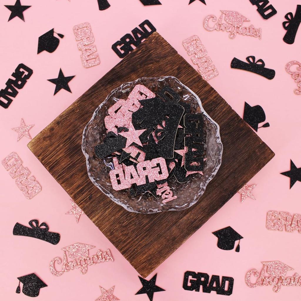 Glitter Graduation Confetti 2026 Rose Gold Graduation Decorations Grad Cap Star Congrats Grad Table Scatter for Grad Party Decorations 2026