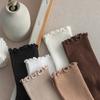 6 пар носков средней длины с оборками Женские дышащие однотонные носки Комплект Черный Белый Кофе Бежевый Свободные махровые носки Влагоотводящие