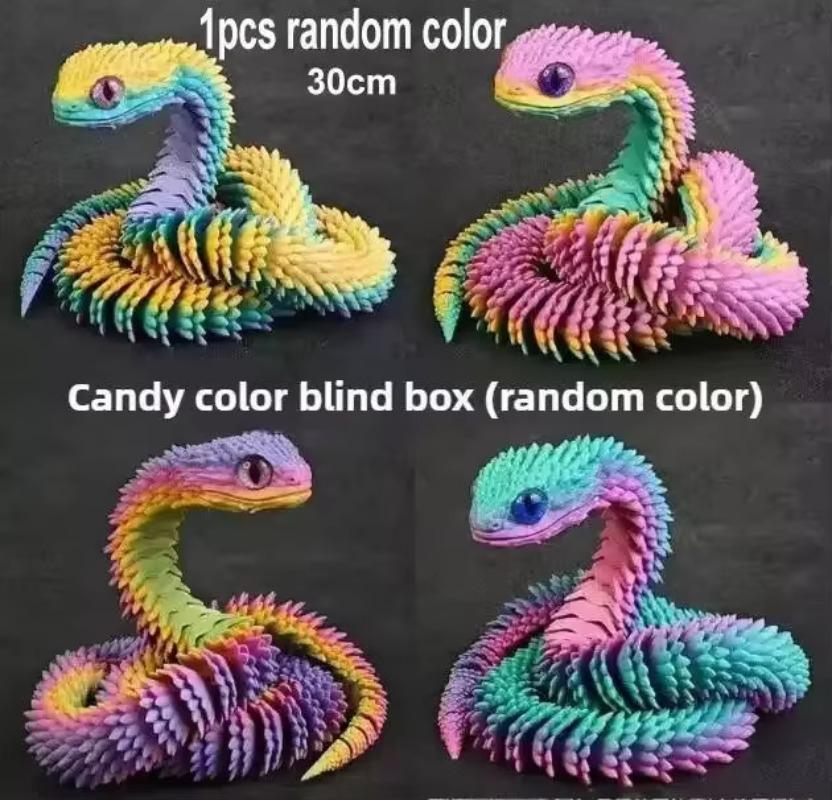 Non-Toxic 30Cm 3D Printed Snake Movable Joint Toy Doll Simulation Snake Model Office Desktop Decoration Handicraft Toy For Children Gift