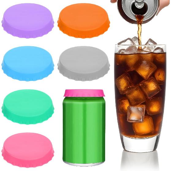 6PCS Beer Can Toppers for Soda, 2.5 Inch Silicone Soda Lids for Cans, Reble Soda Can Lid Topper, Spill Proof Drink Covers Lids, Colorful Cans Saver