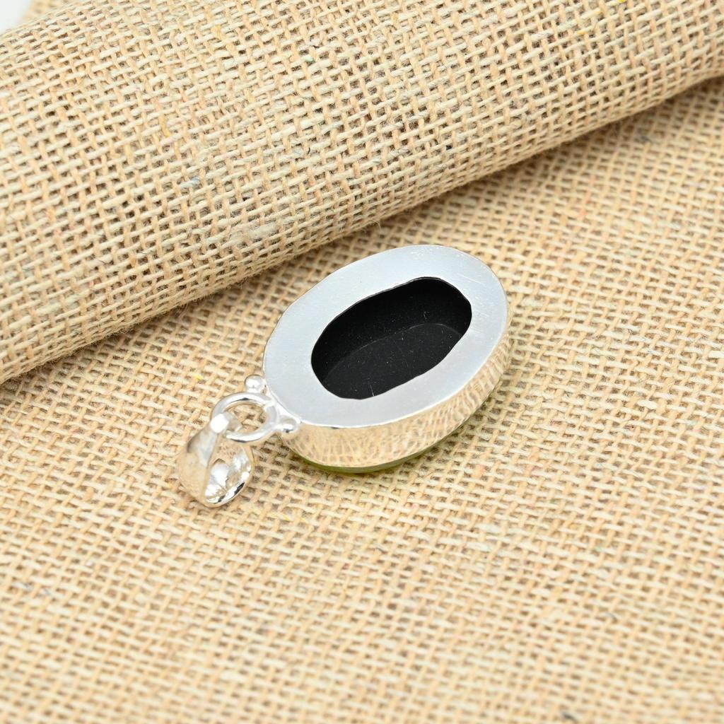 Yellow Australian Triplet Opal Gemstone Solid 925 Sterling Silver Antique Pendant Jewelry