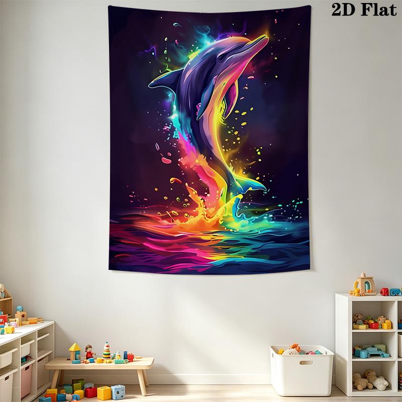 Colorful Dolphin Pattern Home Decor Tapestry, Wall Hanging, Decorative RV Wall Cloth.MGT0918539