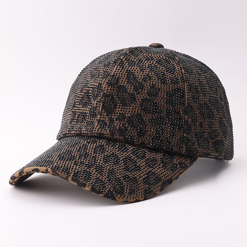 Fashion Heavy Industry rhinestone autumn and winter new baseball cap European and American fashion light luxury leopard print full diamond cap