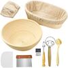 Proofing Basket Gift Set, Round And Oval Proofing Basket Bread Baking Supplies, Proofing Basket (with Bread Slices), Double Ring Whisk, Bowl Scraper