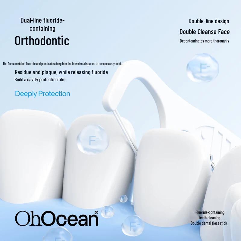 Breath Ocean Ортодонтические Ультратонкие Двойные Зубочистки с нитью