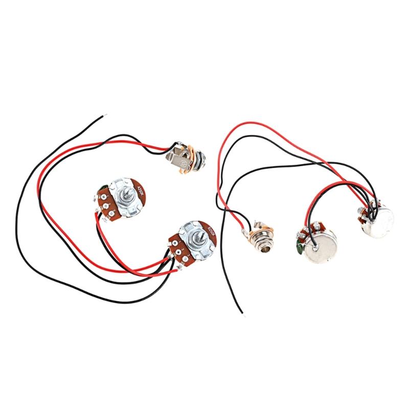 250K 1V1T Jack Комплект wiring harness для бас-гитары Предварительно собранный набор Wiring harness для гитары Запчасти для бас-гитары