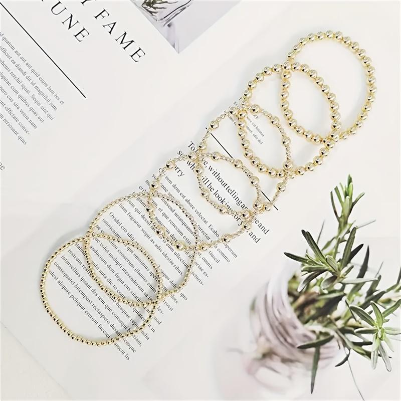 6 шт., набор из эластичных украшений с блестящими металлическими шариками, винтажный стиль бохо, элегантный золотой для женщин, набор украшений из бисера, ручная работа