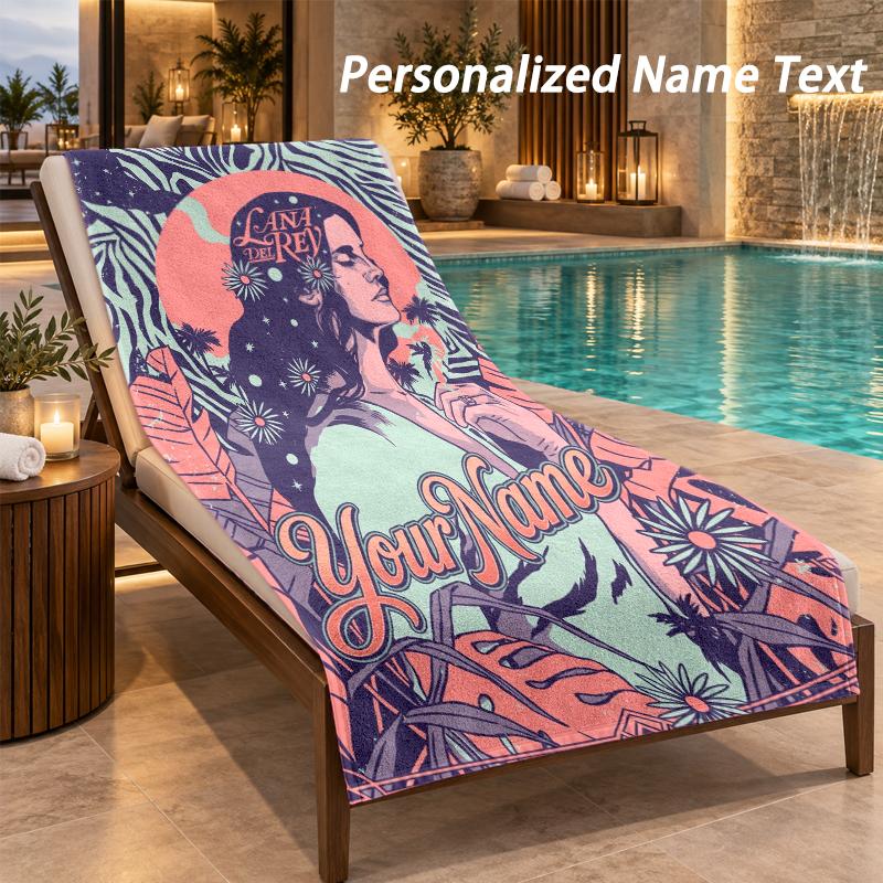 Lana Del Rey Custom Name Beach Towel Large Soft Towel for Indoor Bathroom Outdoor Beach