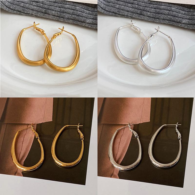 PONYKISS Стерлинговое Серебро 18K Золото Преувеличенное Овальное Кольцо Серьга для Женщин Минималистичный Изящный Модный Аксессуар