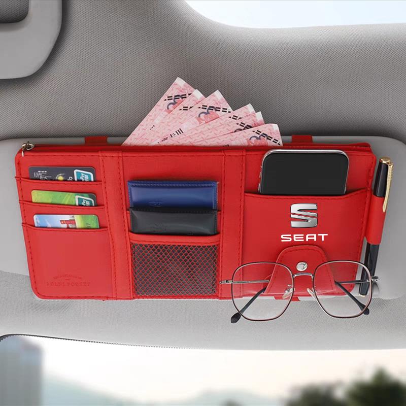 Car Sun Visor Point Type Multi-function Storage Bag Car Accessories for Seat Leon Cordoba Arona 5 6 MII Alhambra FR Altea Ibiza Toledo