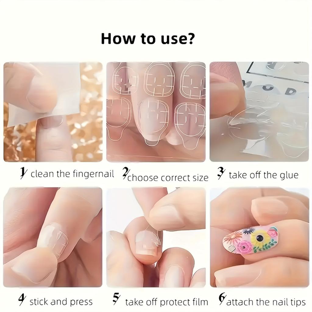 10 Sheet Double Sided Adhesive Tape Glue for Wearable False Nails Removable Clear Jelly Tabs Press On Nails Sticky Tape Glue