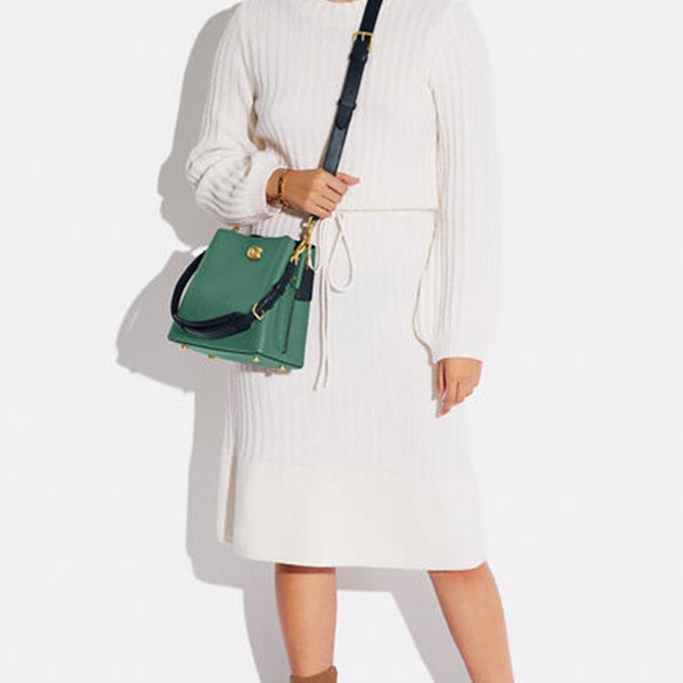 Coach Willow 23 Pebble Leather Bucket Bag Women bags Green C3766-B4VJ7