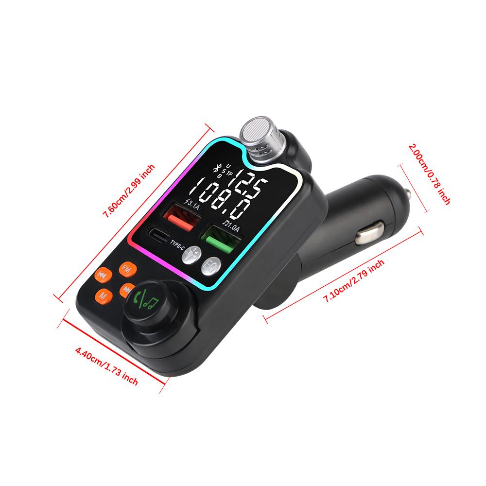 Автомобильные аксессуары MP3-плеер Handsfree Car Kit Wireless 5.0 FM Modulator Car Music Receiver FM Transmitter Type C Dual USB Car Charger