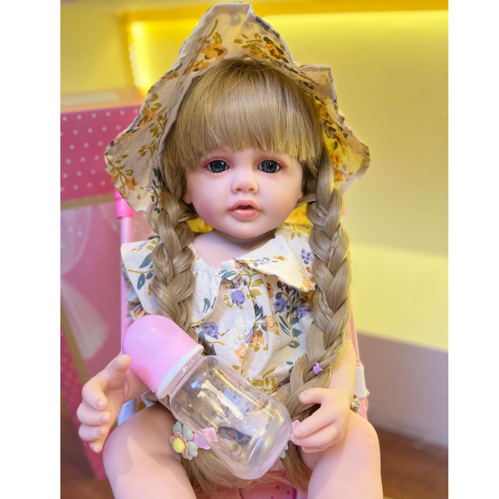 BZDOLL 55 см, полностью силиконовая кукла Reborn для маленьких светлых волос, 22 дюйма, реалистичная кукла для девочек, игрушка-принцесса для малышей Bebe