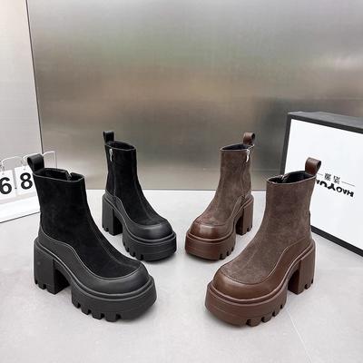 Дизайнерские винтажные зимние женские ботильоны на платформе с высоким каблуком, модные короткие ботильоны с застежкой-молнией, дизайнерские ботинки Botas De Mujer