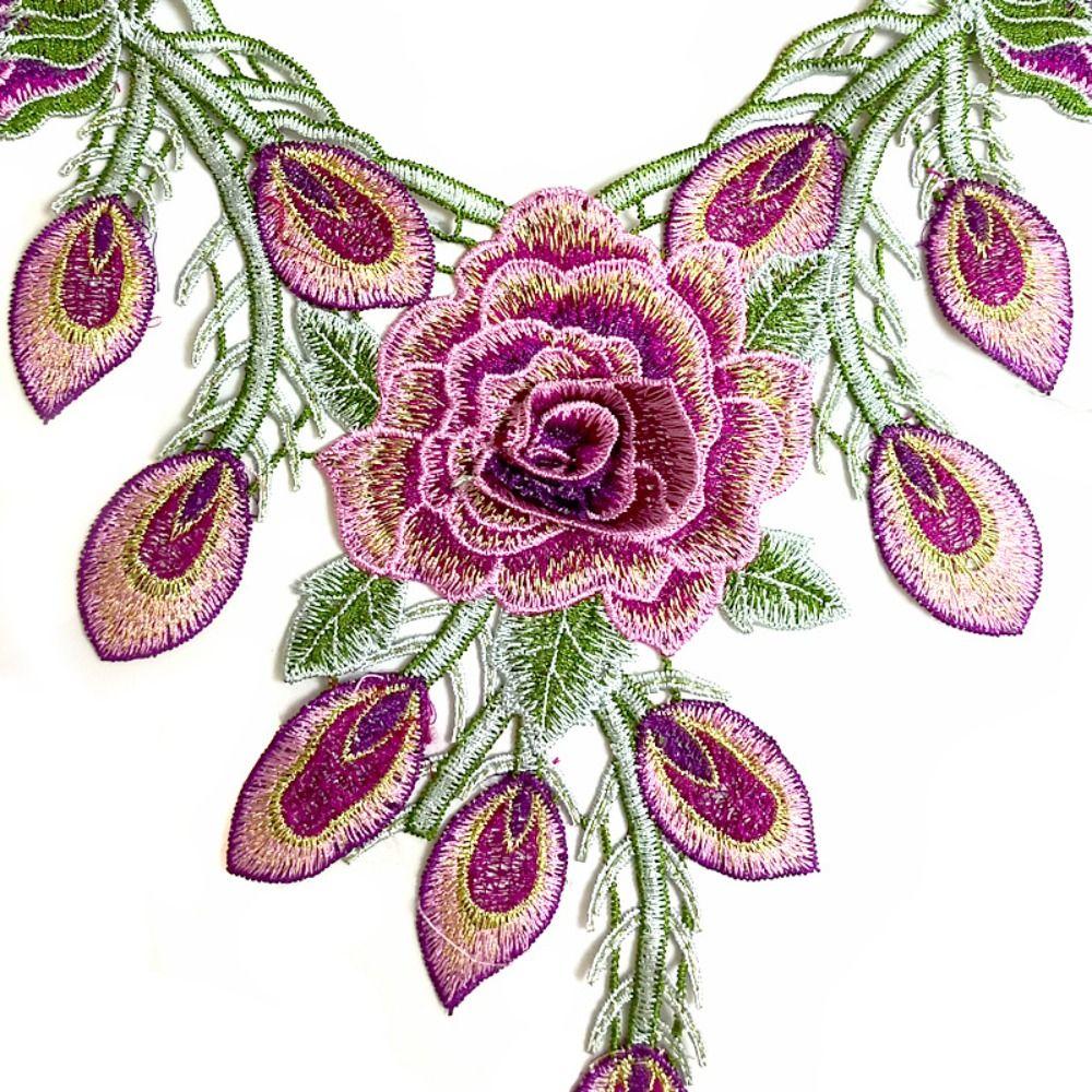 Detachable Embroidery Flower Applique 24cm X 34cm Floral Patches  Wedding Decoration DIY