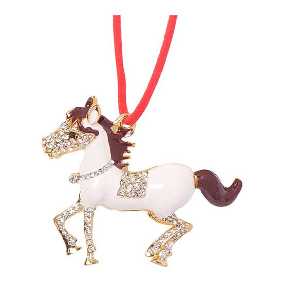 Пони Рождественское украшение Страз Зодиакальная Лошадь Подвеска для украшения елки Сверкающий Праздничный Шарм Удача Лошадиная Тема Украшение
