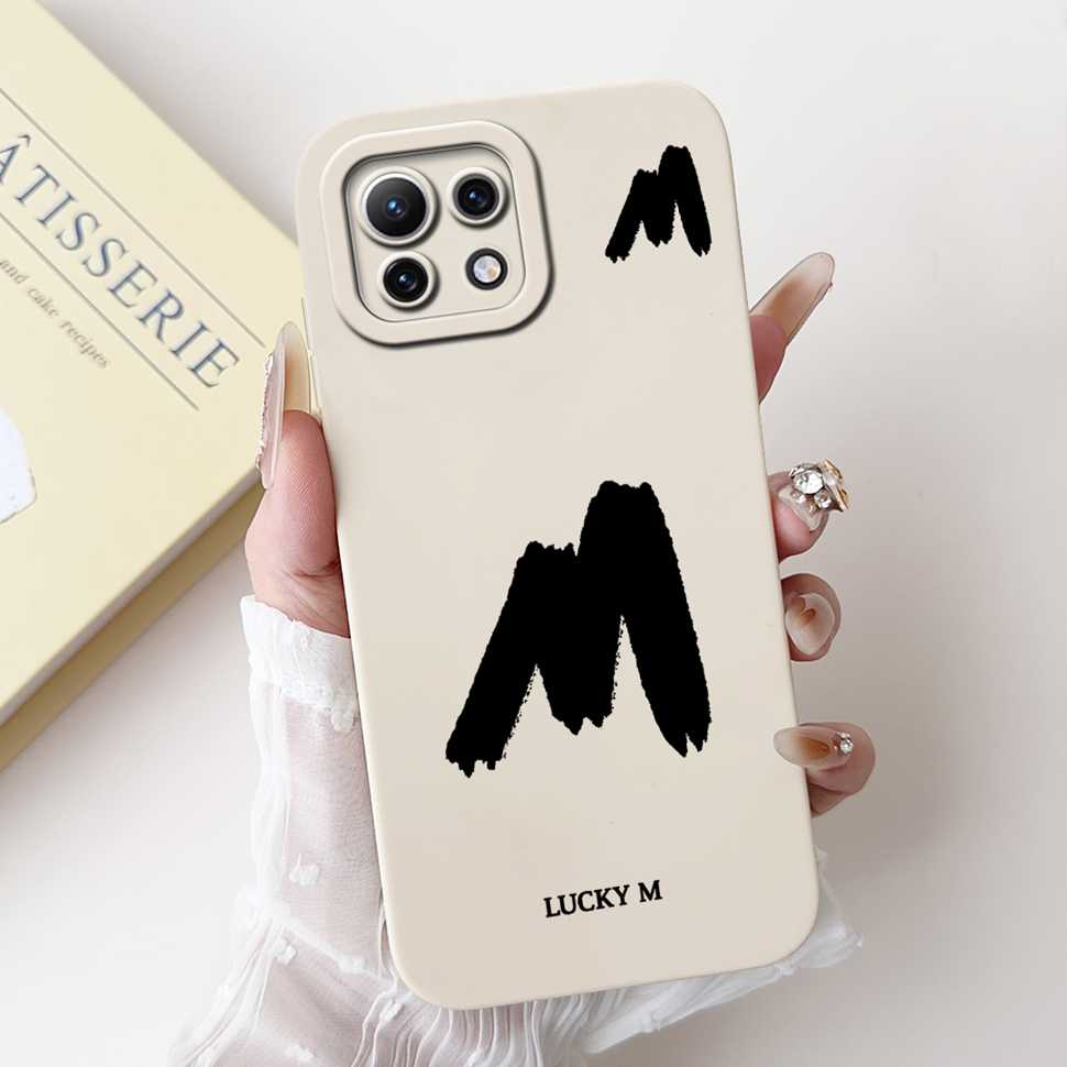 Чехол для Xiaomi Mi 11 Lite 4G 11Lite 5G M2101K9AG Милые Белые Буквы A-Z Мягкий Силиконовый Чехол Для Xiaomi Mi 11 Youth 6.55" Корпус