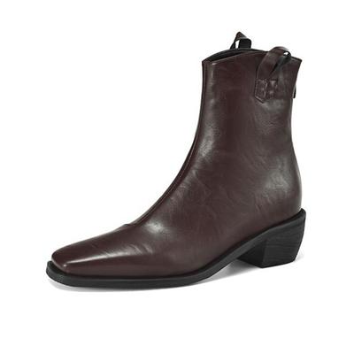 ПУ обувь осень-зима ретро мода толстый каблук ботинки челси размер 43 лаконичный стиль слип-он квадратный носок сохраняют тепло ботильоны