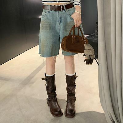 Виноградная студия motherlee высота увеличена на 6 см~ модная пряжка ремня квадратный круглый носок плиссированные полусапоги-рыцари женские осенние