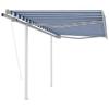 Automatic Retractable Awning - vidaXL - 3.5x2.5 M - Blue and White - Aluminum - UV Resistant