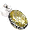 Golden Rutile Gemstone Handmade 925 Sterling Silver Jewelry Pendant 2.01" m1C52