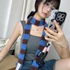 Falling Pool Knitwear Fluffy Striped Scarf: Versatile Y2K Korean Style Women's Layering Accessory