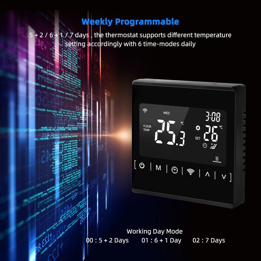 WiFi Smart Термостат LCD Электрический подогрев пола Голосовой помощник Контроллер