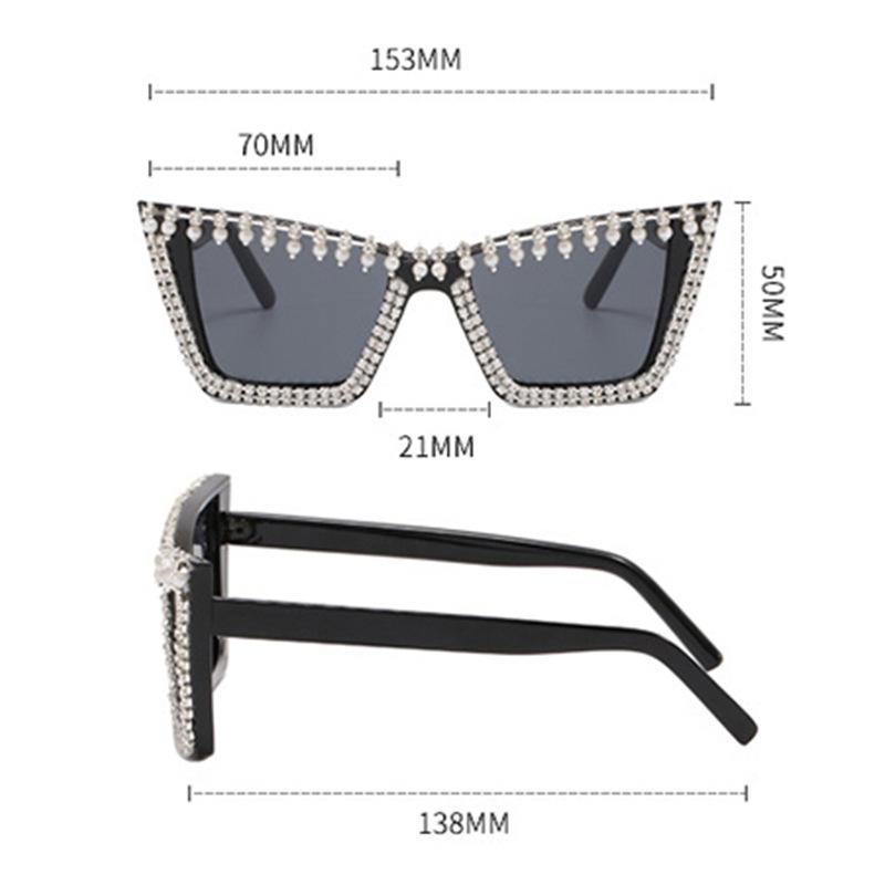 Модные женские солнцезащитные очки кошачий глаз с бриллиантами, блестящие вечерние солнцезащитные очки со стразами, женские солнцезащитные очки с жемчугом в стиле панк
