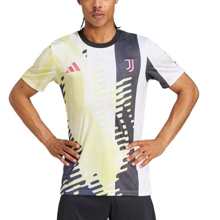 Adidas Предматчевая футболка «Ювентус» 24/25 Чистый сульфур/Черный/Легендарный синий Мужская уличная одежда JE4307