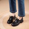 First Layer Cowhide Loafers Women's Autumn New Genuine Leather New Soft Sole Soft Surface Lace-up Flat Bottom Work Shoes Small Leather Shoes