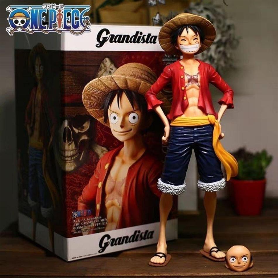 Новейшая аниме-фигурка One Piece 28 см Уверенно улыбающийся Луффи Три формы Сменяющееся лицо Фигурка-трансформер ПВХ Модель Игрушки Коллекция Подарки