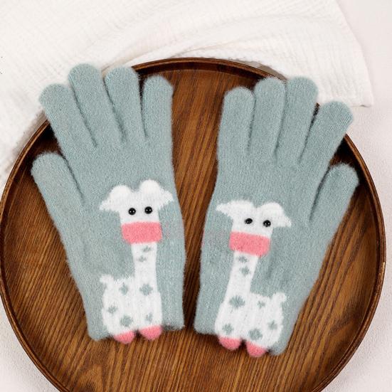 1 пара женских вязаных перчаток с жирафом, зимние теплые толстые перчатки с сенсорным экраном, для велоспорта на открытом воздухе