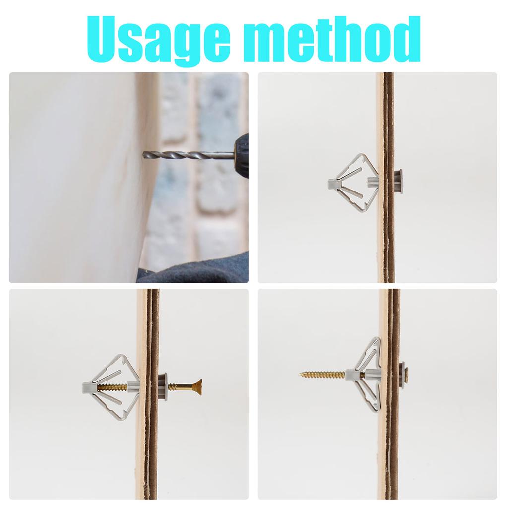 50 шт. Комплект дюбелей для гипсокартона, пластиковые полые настенные винты, крепления, устойчивые к вращению, гипсокартон, тип «бабочка»