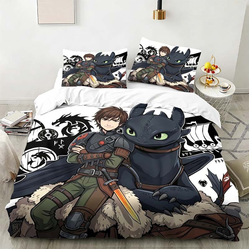 Funny Toothless Duvet Cover Pillowcase Dragon Bedding Set  Adult Boy Girl Bedroom Decoration Children Gift Single Double Szie