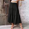 Летняя свободная черная длинная юбка А-силуэта, женская элегантная облегающая модная новая плиссированная женская юбка, винтажная простая женская юбка с высокой талией 25921