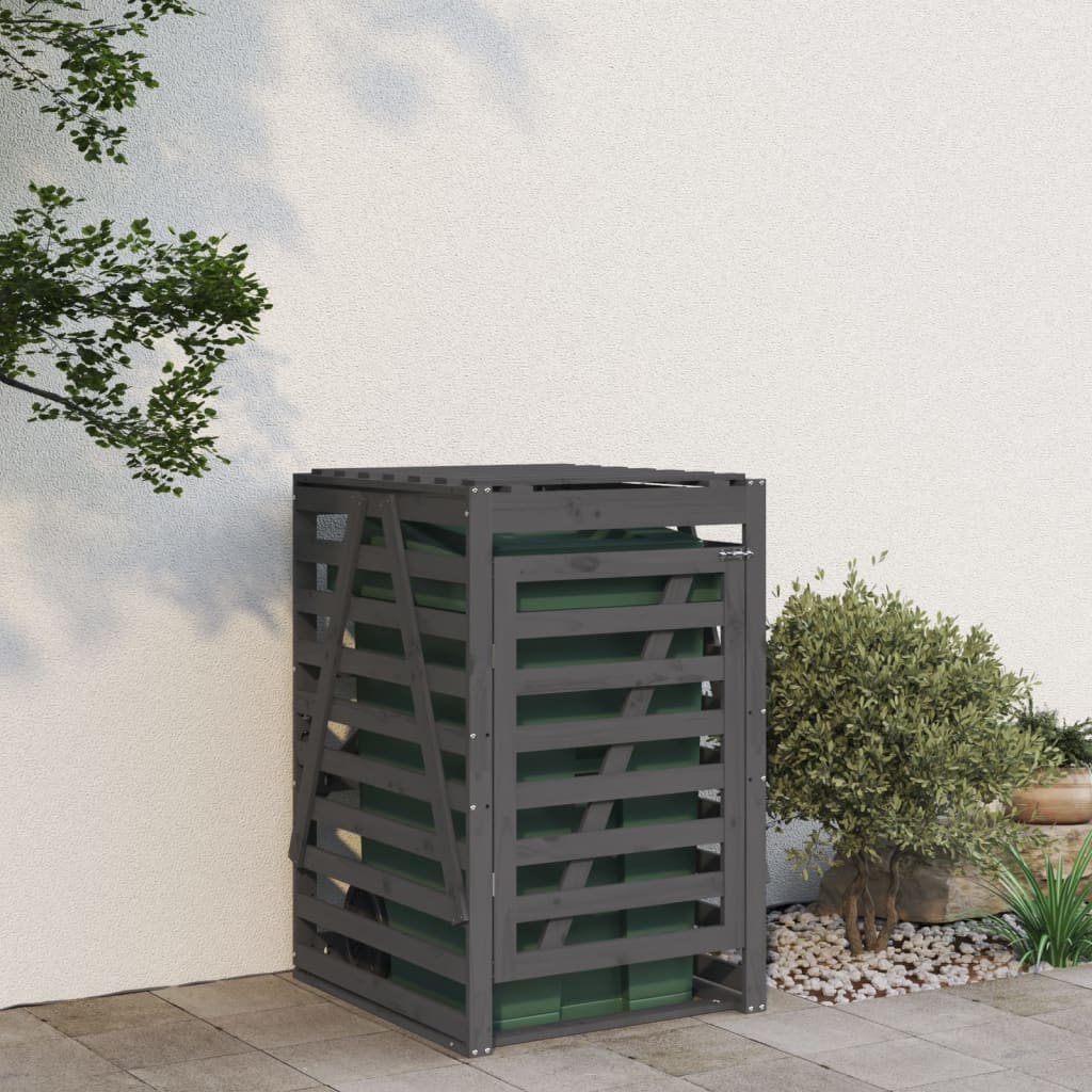 Grey Waste Bin Enclosure 84 x 90 x 128.5 cm Solid Pine Wood
