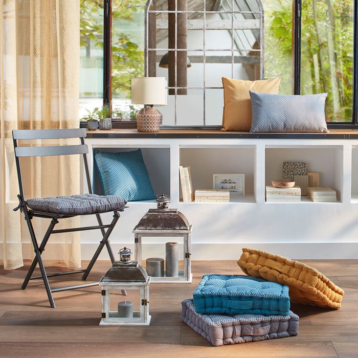 Coussin Motifs "Otto" Bleu Canard 30x50cm - Atmosphera Createur D'interieur