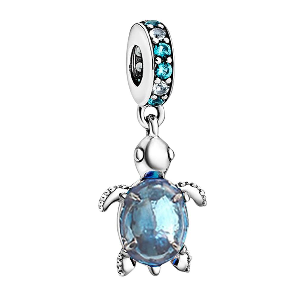 Blue Murano Glass Sea Turtle Dangle Bead DIY Fits For Bracelets Charm Jewelry