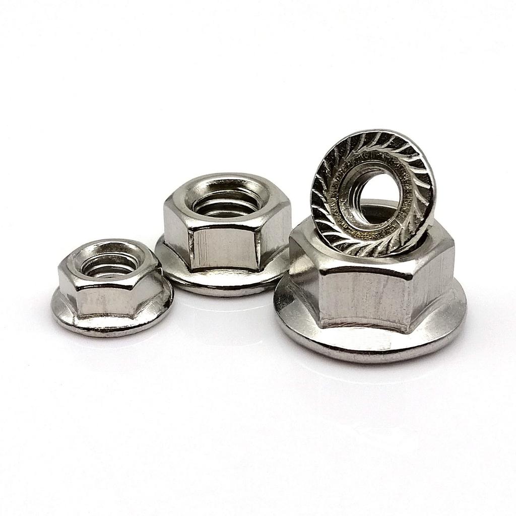 110pcs/Box Flange Nut Hex Hexagon Serrated Spinlock Lock Nut Set Mix Size M3 M4 M5 M6 M8 Assortment Kit Stainless Steel