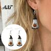 Witch Hat Earrings Cute Ghost Earrings, with Pumpkin Wizard Decor, Durable Chain Buckle Halloween Drop Lightweight Acrylic Pendant