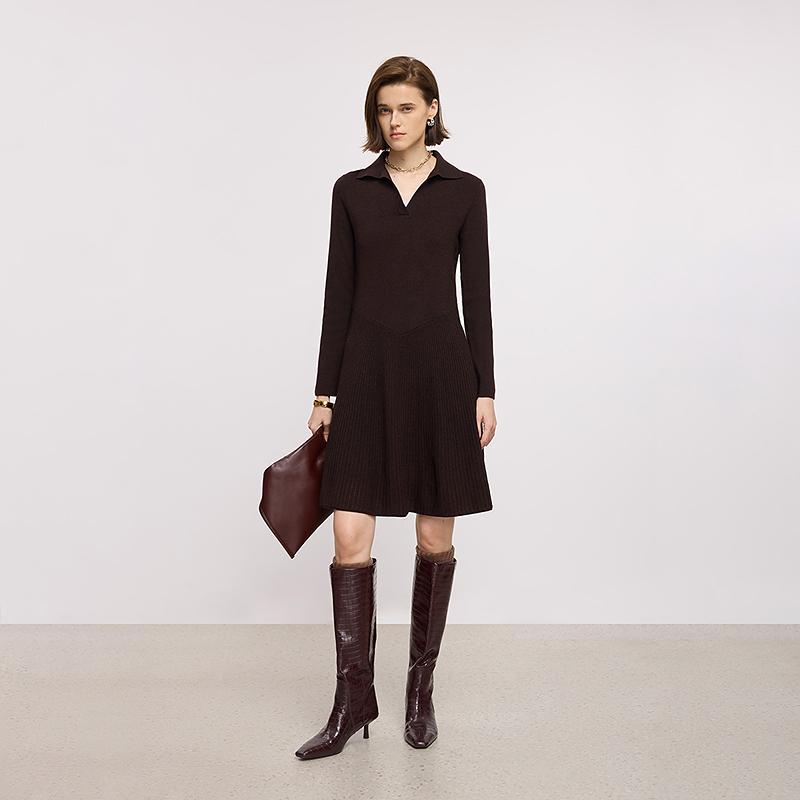LILY lapel slim fit waist cinching dress for women